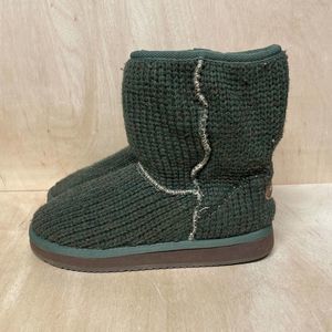 Skechers S Tall Knit Winter Boots Women's Size 8.5 Green Sherpa Lined Pull On